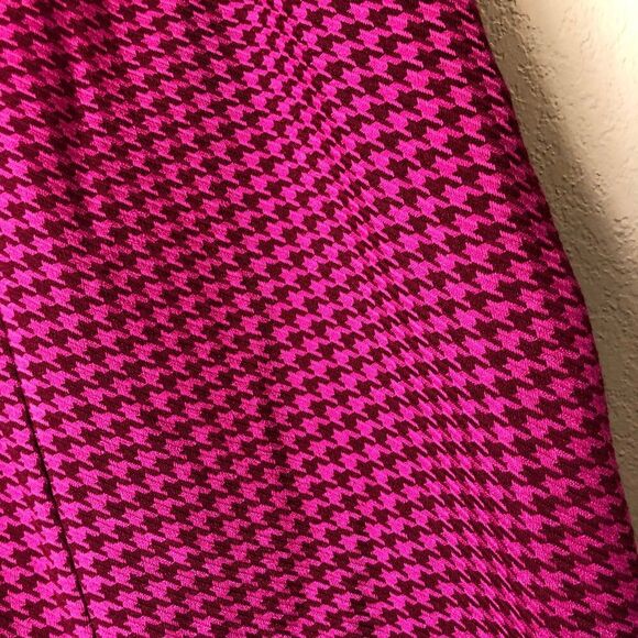 Merona Womens Pencil Skirt Plus Size 16 Pink Burgundy Houndstooth Plaid Fabric - Picture 3 of 10
